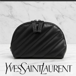 Yves Saint Laurent  Vip Black Diagonal Quilted Pouch